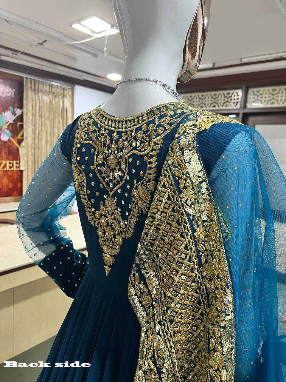 Georgette Embroidery Long Georgette Gown - MYLUXURY LANE ENTERPRISE